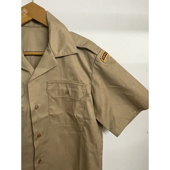 Post Vietnam Era U.S. ARMY Military Tan 445 Short Sleeve Shirt w/ Ranger Patch - Picture 4 of 8